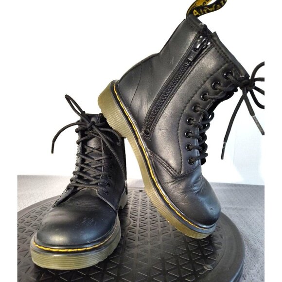 Dr Martens kids Laced Zip Up Gloss Black Shoes Boots 1460 J 13 - Picture 12 of 16